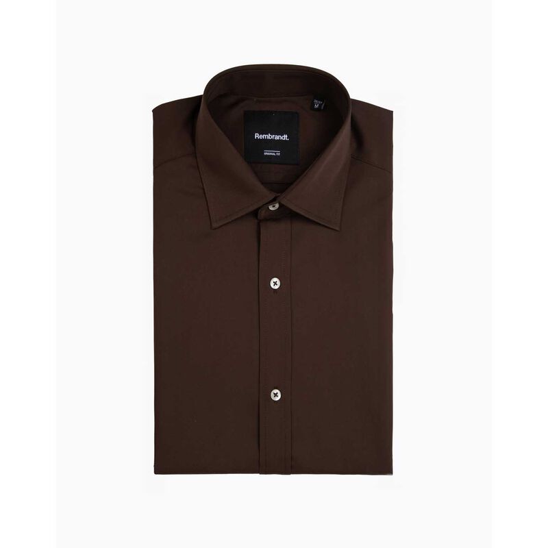 Rembrandt London Chocolate Brown Sateen Shirt image number 2