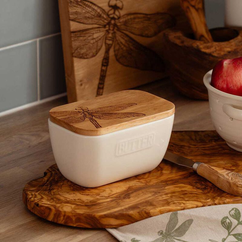 Selbrae House White Butter Dish - Dragonfly image number 1