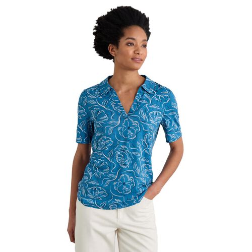 Seasalt Cornwall S/S Misty Sky Shirt Inky Camellia Sailboats