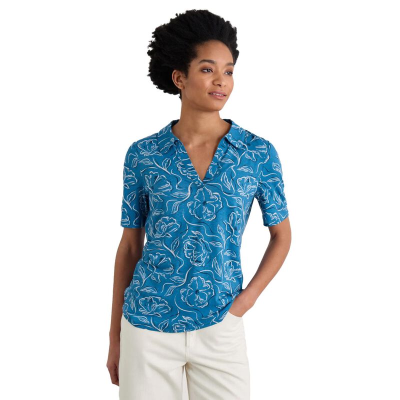 Seasalt Cornwall S/S Misty Sky Shirt Inky Camellia Sailboats image number 0