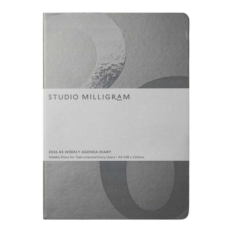 Studio Milligram A5 Charcoal Weekly Agenda Hard Cover Diary 2026 image number 0