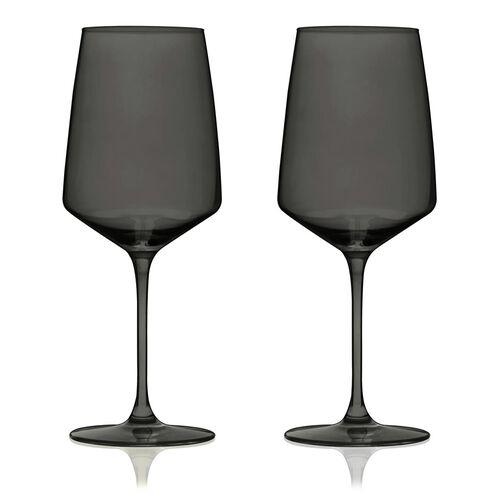 Reserve Nouveau Crystal Wine Glasses In Smoke By Viski Set Of 2