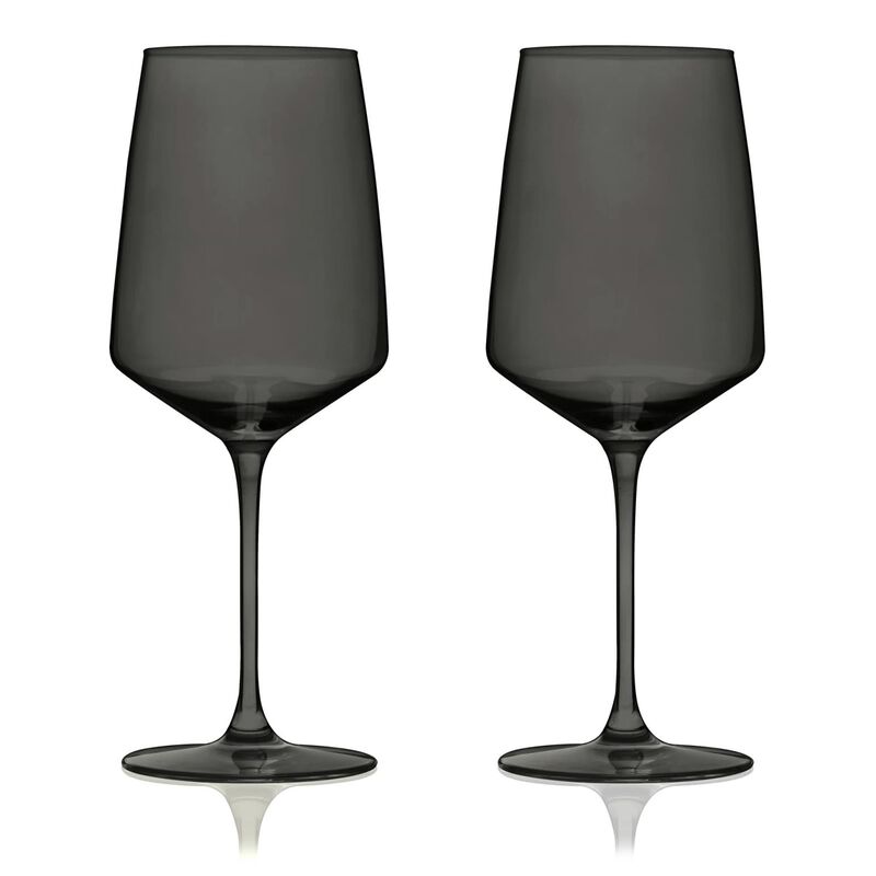 Reserve Nouveau Crystal Wine Glasses In Smoke By Viski Set Of 2 image number 0