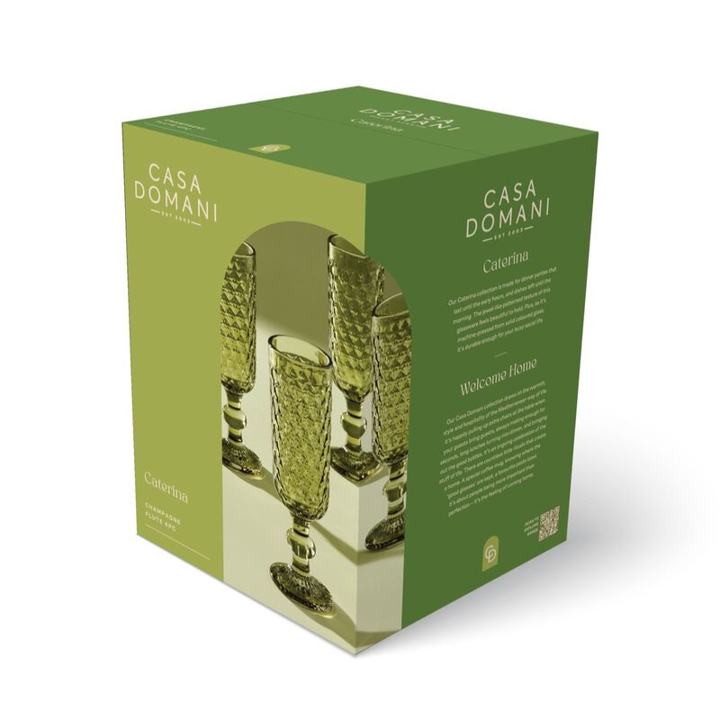 Casa Domani Caterina Champagne Flute 4Pc Green Gift Boxed image number 1