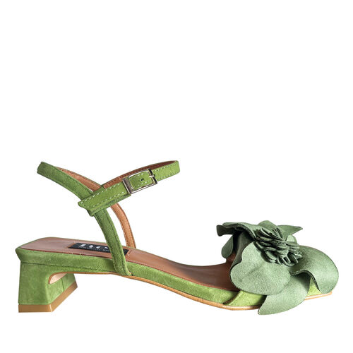 Neo Suede Floral Appliqué Detail Sandal