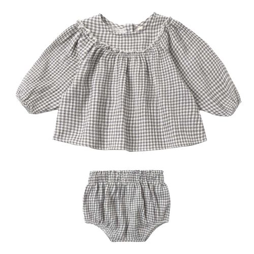 Quincy Mae Mia Top + Bloomer Set Gingham