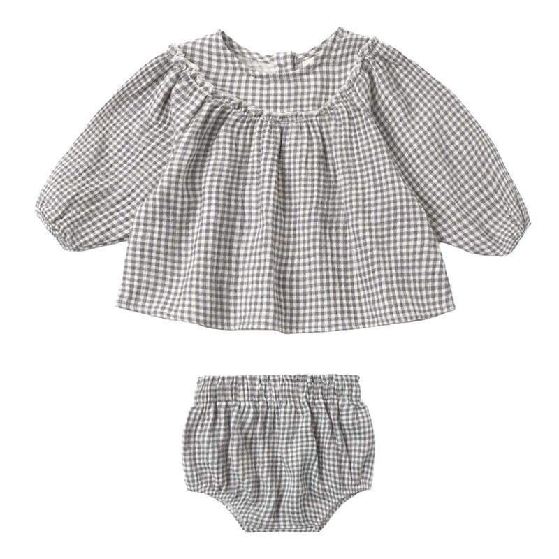 Quincy Mae Mia Top + Bloomer Set Gingham image number 0