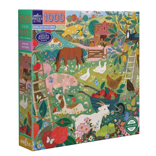 eeBoo English Pastures Square 1000 Piece Puzzle