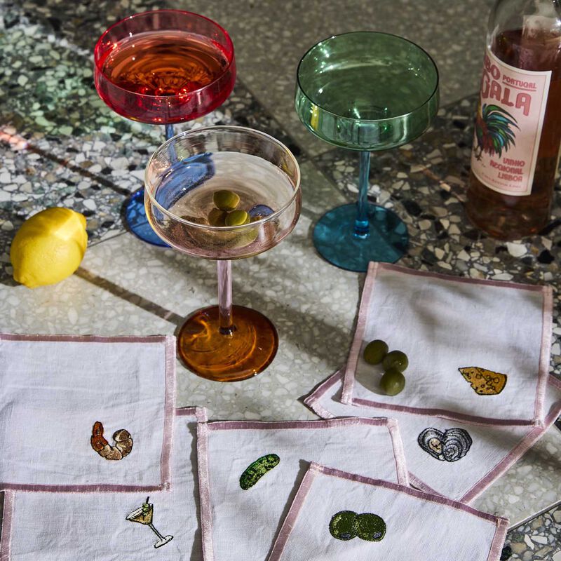Kip&Co Aperitivo Embroidered 6P Cocktail Napkin Set image number 1