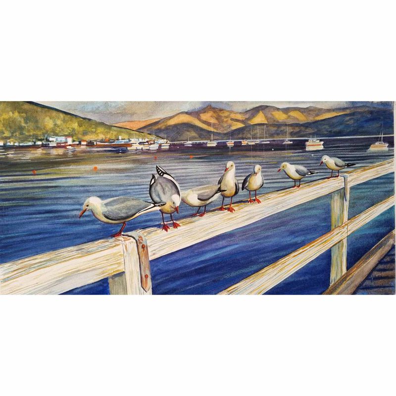 Kelvin McMillan Unframed Print Sunday Afternoon Akaroa Harbour 300x135mm image number 0