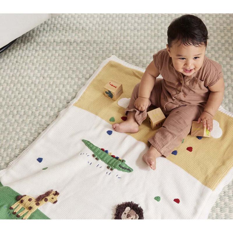 Pottery Barn Kids Safari Heirloom Baby Stroller Blanket image number 1