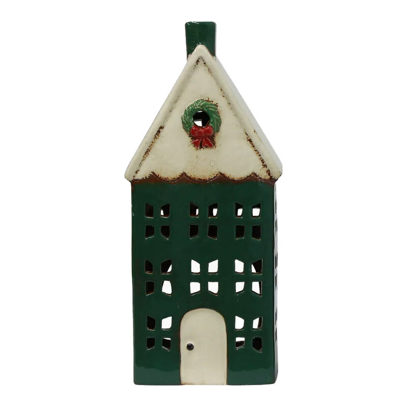 French Country Christmas Tea Light House Green Large image number 0