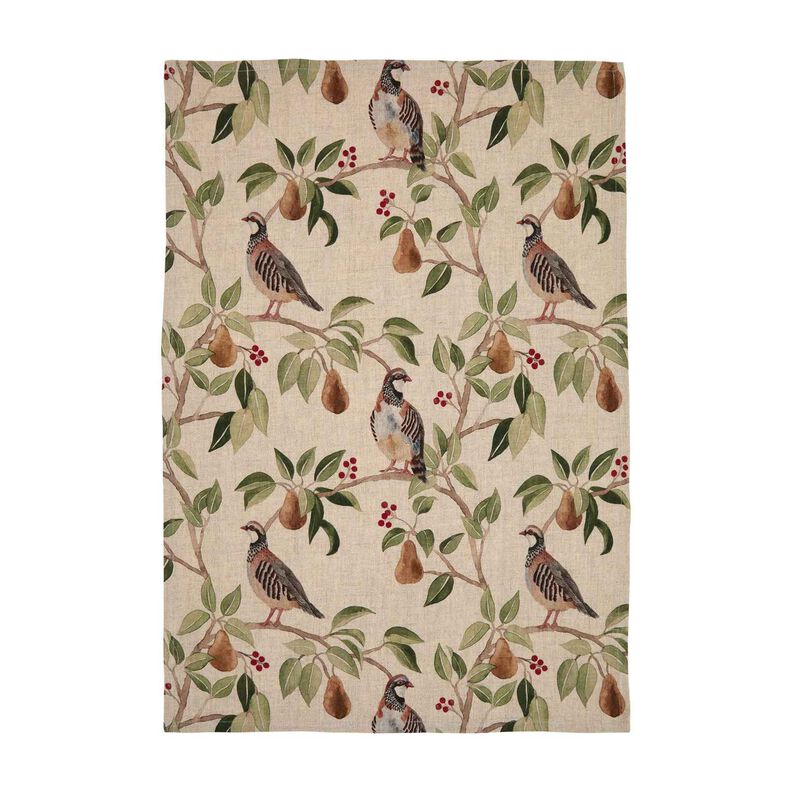 Wallace Cotton Partridge Linen Tea Towel image number 0