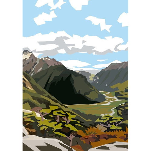 Ira Mitchell Routeburn Falls Matted Print