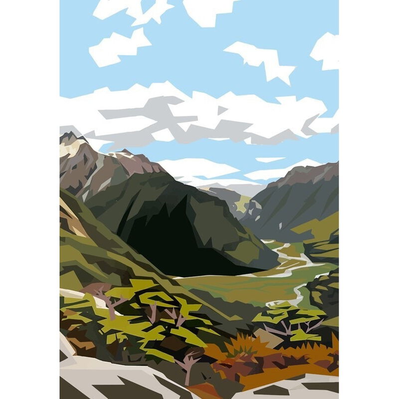 Ira Mitchell Routeburn Falls Matted Print image number 0