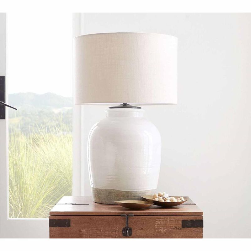 Pottery Barn Miller Ceramic Table Lamp Base Ivory image number 1