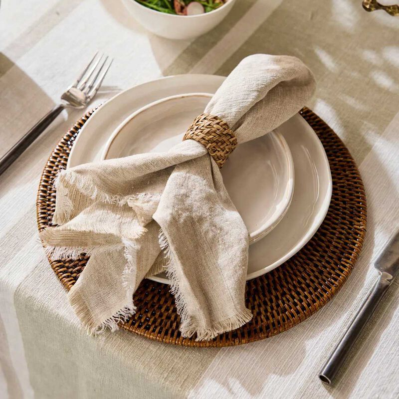 French Country Linen Napkin Stone image number 1