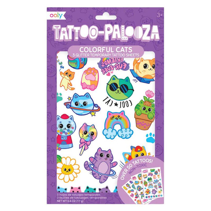 Ooly Temporary Tattoos - Colourful Cats image number 0