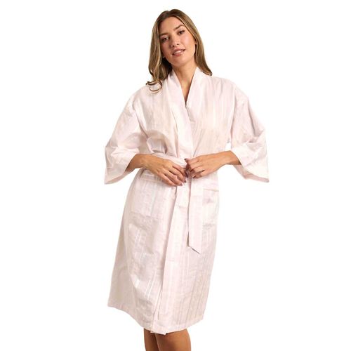 Cottonreal Super Voile Sateen Stripe 3/4 Slv Kimono Wrapover