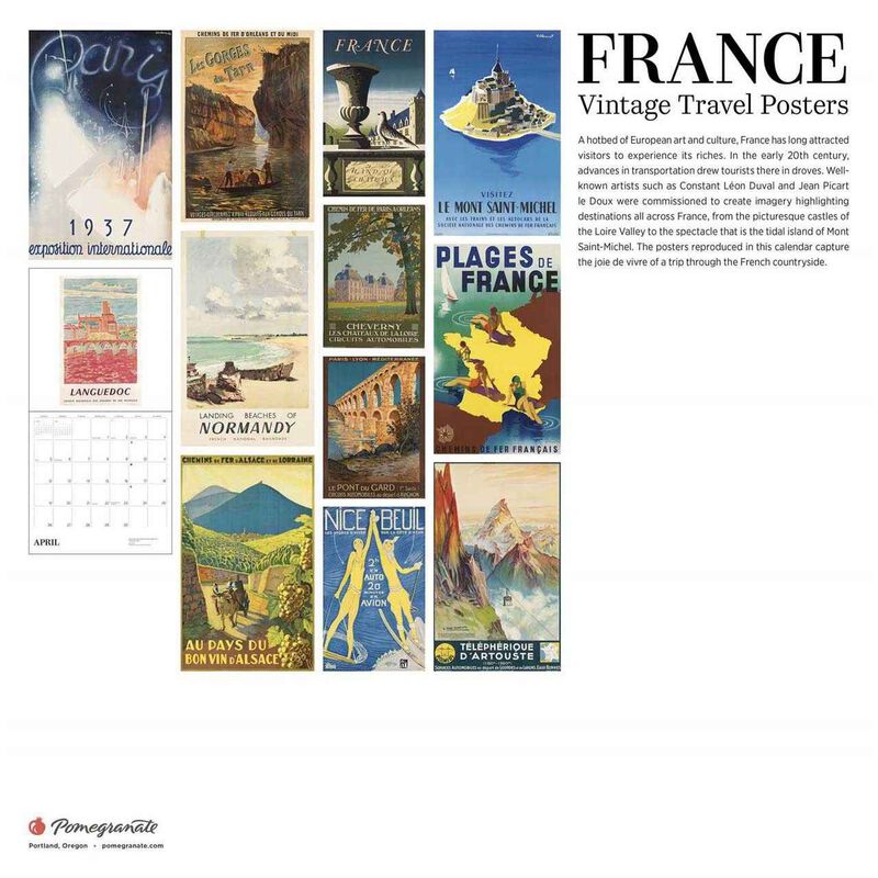 Pomegranate France Vintage Travel Posters 2026 Wall Calendar image number 2
