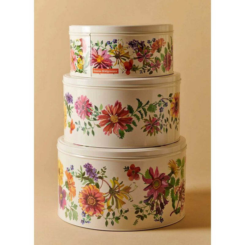 Emma Bridgewater Garden Flower Set 3 Round Cake Tins image number 1