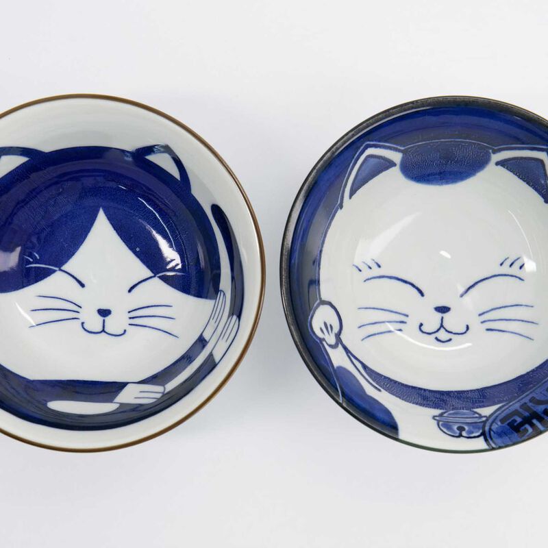 Tokyo Design Studio Kawaii Cat Neko Bowl 2pc With Chopsticks Gift Boxed image number 1