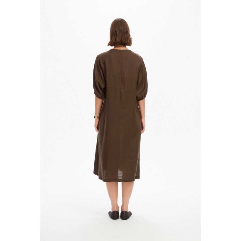 TIRELLI Puff Sleeve Gather Front Dress image number 1