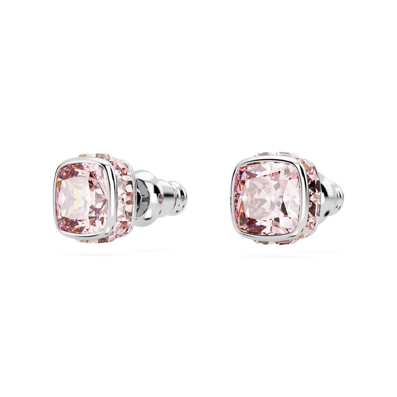 Swarovski Birthstone Square Cut Stud Earrings - June Pink image number 2