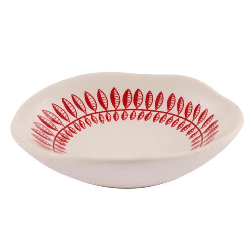 Jo Luping Red Fantail & Pohutukawa On White Bowl 7cm