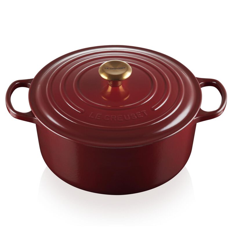 Le Creuset Signature Round Casserole/Oven 28cm Garnet Gold Knob image number 1