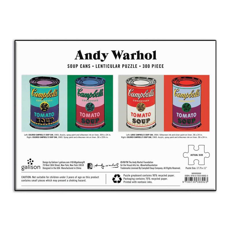 Galison Andy Warhol Soup Cans Lenticular 300 Piece Puzzle image number 3