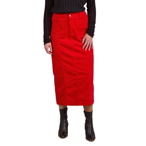 Vassalli Mid Length Cord Skirt With Front Panel Seams