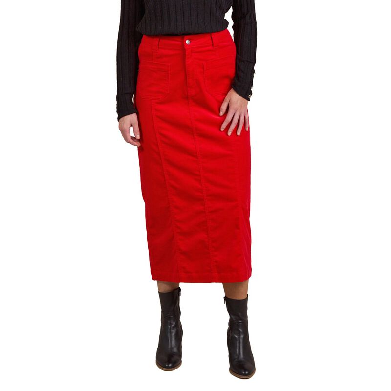 Vassalli Mid Length Cord Skirt With Front Panel Seams image number 0