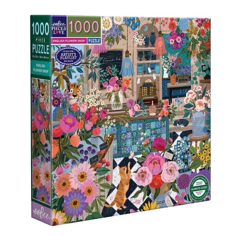 eeBoo English Flower Shop Square 1000 Piece Puzzle image number 0