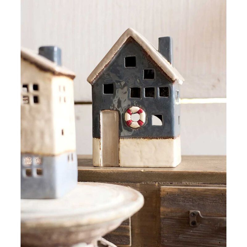 French Country Saint Malo Tea Light House with Buoy Large image number 1