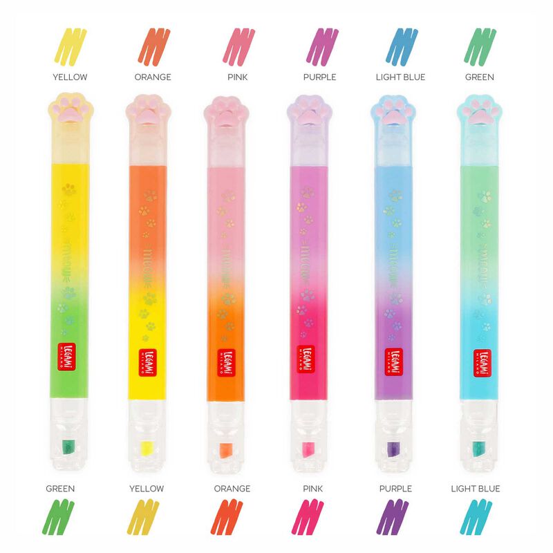 Legami Kitty Dual-Tip Highlighters - Set of 6 image number 0