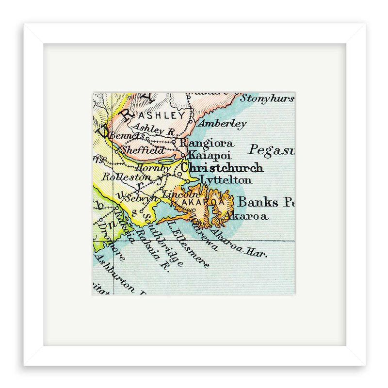 Christchurch Vintage Map Framed Print - White image number 0