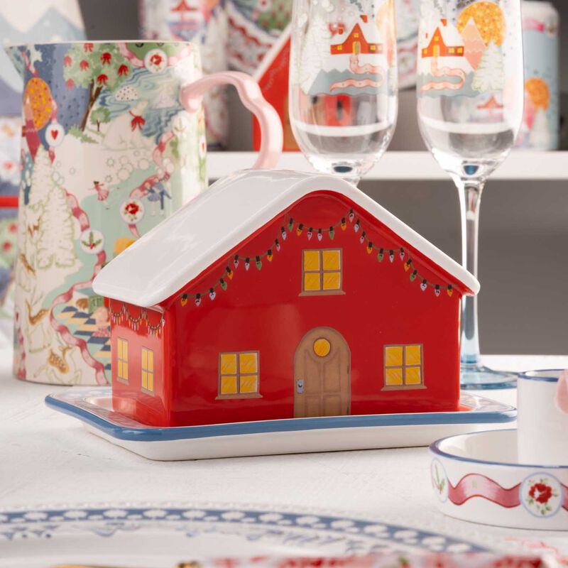 Cath Kidston Xmas House Butter Dish image number 1
