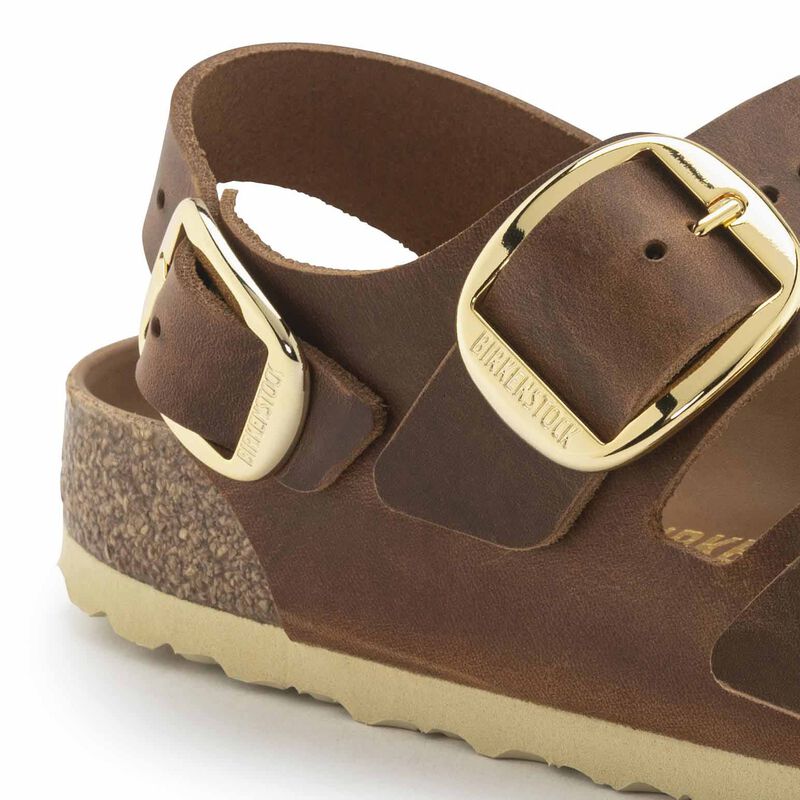 Milano Big Buckle Oiled Leather Cognac Regular Width Sandal image number 2