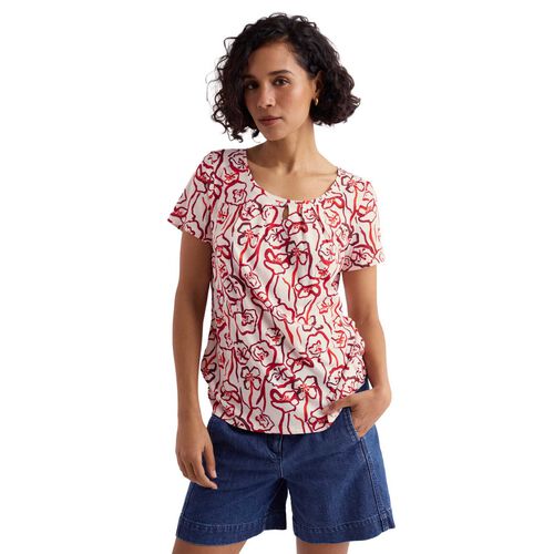 Seasalt Cornwall Appletree T-Shirt Poppy Stems Chalk