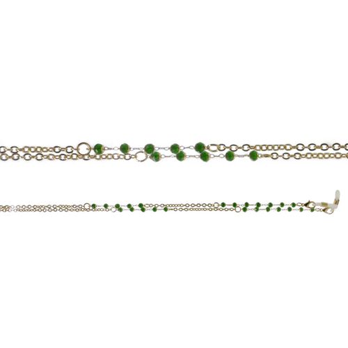 On The Nose Shiny Gold Chain with Small Green Beads