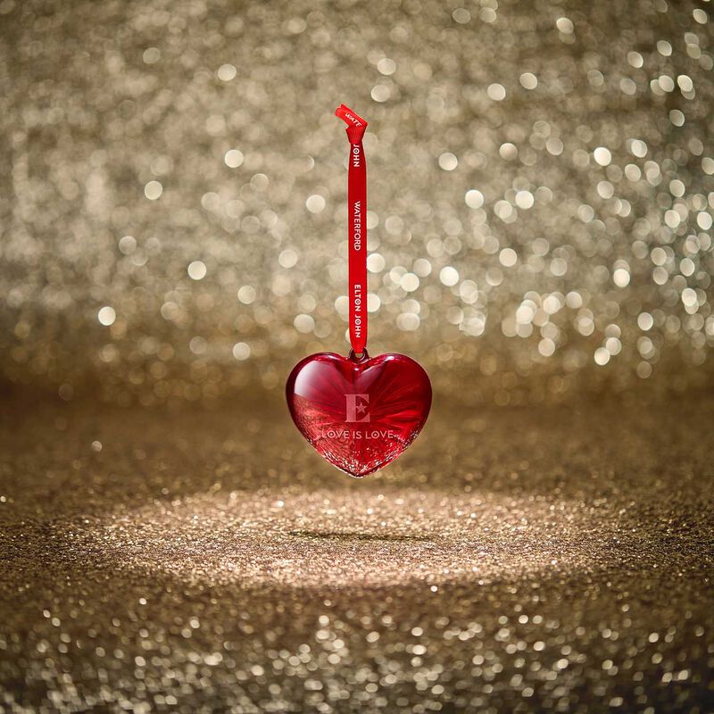 Waterford Elton John Aids Foundation Red Heart Ornament image number 3