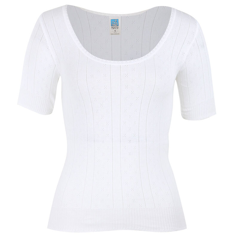 White Swan Pointelle Top Short Sleeve image number 0