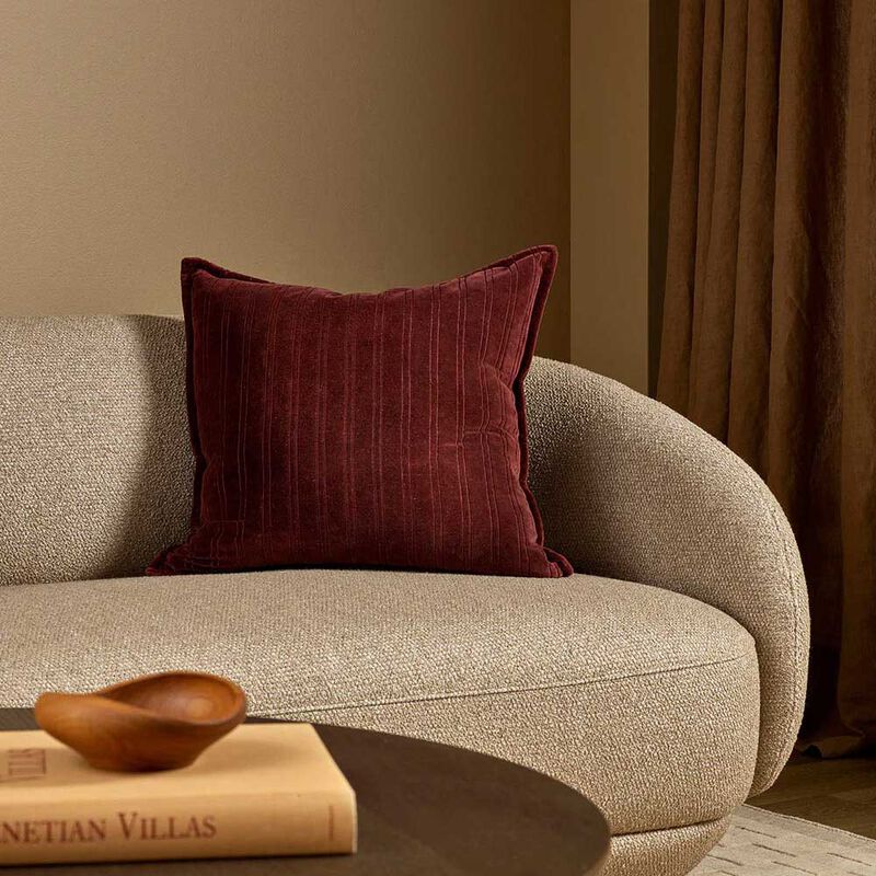 Baya Stria Cushion With Feather Inner 55x55cm - Merlot image number 1