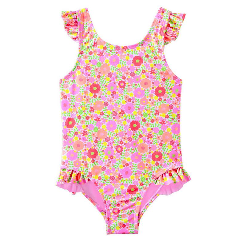 Milky Neon Bloom Swimsuit 2-7Y image number 0