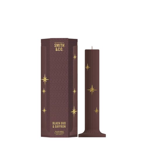 Smith & Co. Black Oud & Saffron Festive Pillar Candle 250g