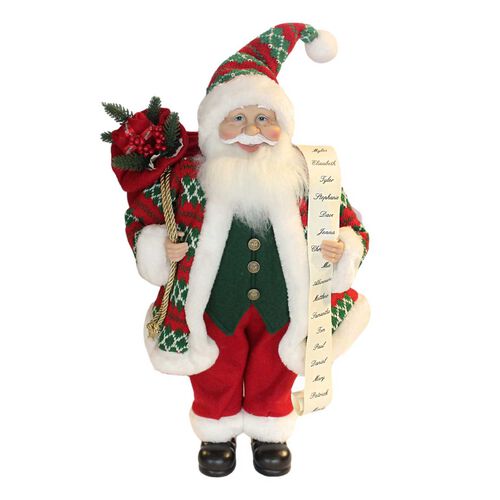 Santa Red Standing With List 18 Inch