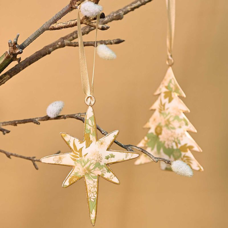 Maytime Floral Hanging Tree & Star - Burgundy image number 1