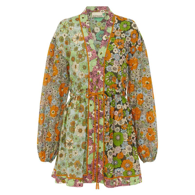 AL&Eacute;MAIS Orange Blossom Spliced Mini Dress image number 2