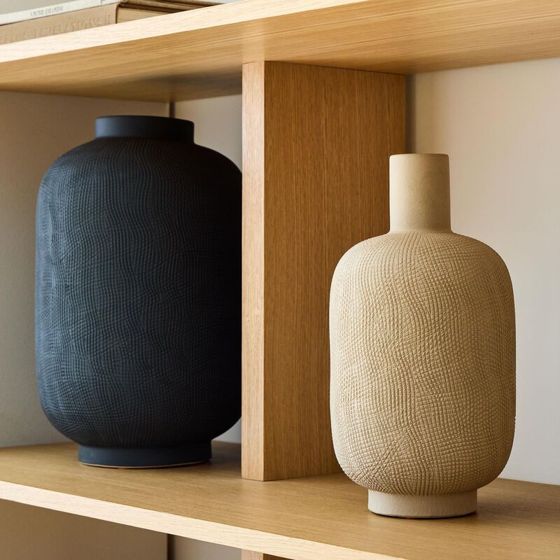 West Elm Combed Ceramic Vase Medium 39cmH image number 2